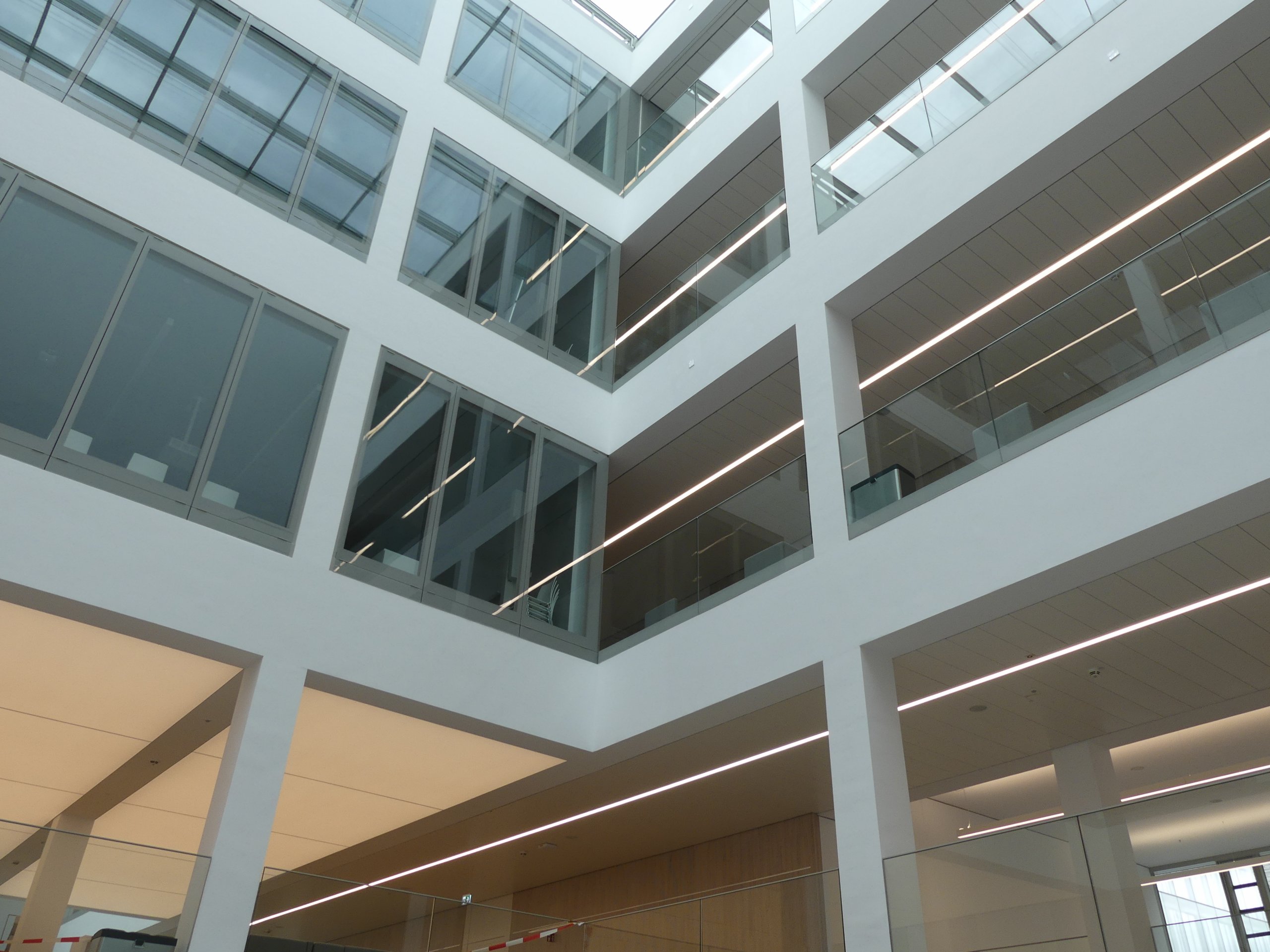 Interior view of the T-building at the Bildungscampus in Heilbronn, Germany